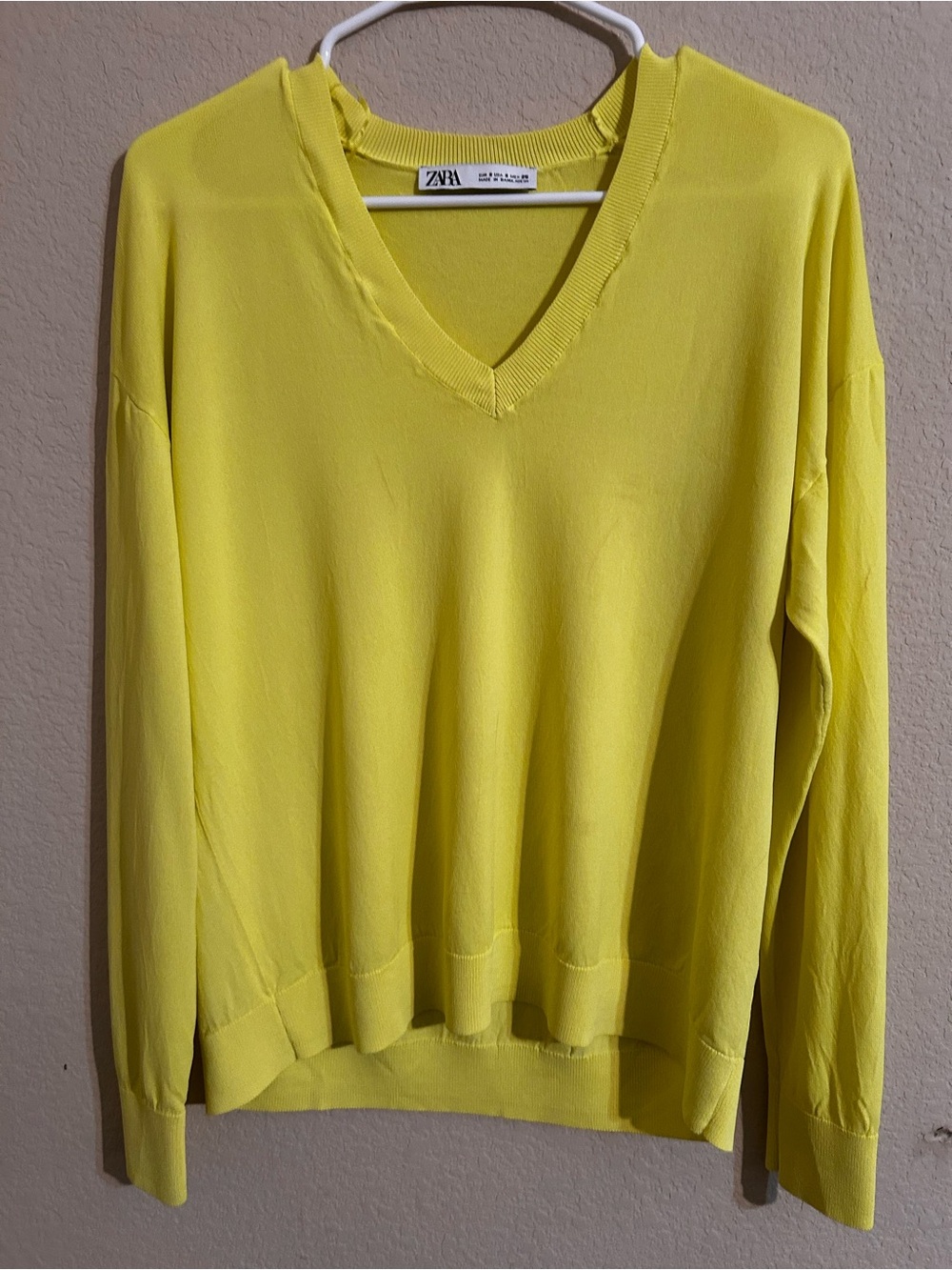 Zara V-Neck Lightweight Lemon Yellow Sweater